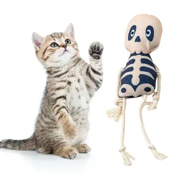 Игрушка для кошек с кошачьей мятой, игрушка для чистки зубов, прочная, устойчивая к укусам плюшевая кукла на Хэллоуин, товары для домашних животных.