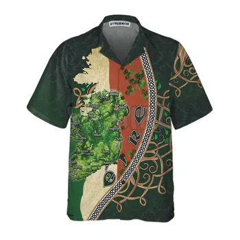 Карта Ирландии, С Днем Святого Патрика, Гавайская рубашка с 3D принтом, мужская и женская повседневная рубашка в стиле харадзюку, унисекс
