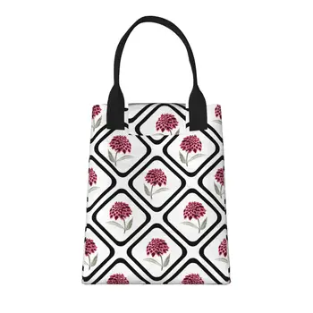 Большая модная сумка для покупок с ручками в виде бордового цветка, многоразовая хозяйственная сумка из прочной винтажной хлопчатобумажной ткани