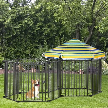 47-дюймовый сверхпрочный манеж для домашних животных с дверцей и съемной крышкой, 10 панелей, отдельно стоящий забор для ящика для щенков, черный