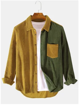 Рубашка для мужчин 2023, вельветовая осенняя, подходящая по цвету Свободная повседневная рубашка с длинными рукавами, корейская версия, Японская мужская одежда