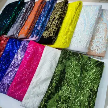 Модная Африканская 3D кружевная ткань с блестками 2023 Высококачественное кружево Нигерийская сетчатая кружевная ткань для женщин вечеринка свадьба
