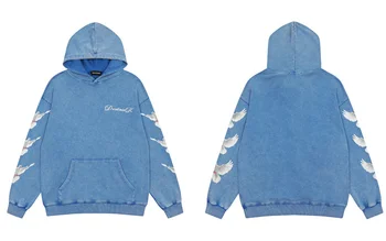 Винтажная уличная толстовка с капюшоном Y2K в стиле хип-хоп, с голубиным принтом, с капюшоном, повседневный свободный пуловер в стиле ретро из хлопка