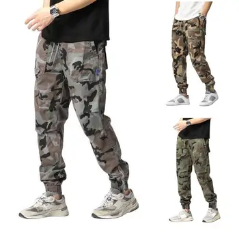 Армейские камуфляжные брюки с длинным принтом в корейском стиле, приталенные брюки на молнии для мужчин, осенние брюки для отдыха, весенняя мужская повседневная одежда