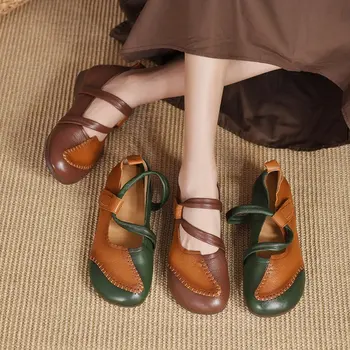 Женская обувь в стиле ретро, женская обувь, повседневные кроссовки с открытым носком, Мягкое платье с круглым носком, Удобные летние мокасины с резьбой Mary Ja
