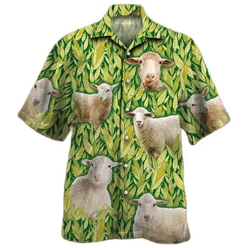 Jumeast Любители овец С рисунком кукурузы, Гавайская рубашка для мужчин, милая коза, Мешковатая Пляжная блузка, Фермерская Лошадь, Крупный рогатый скот, Легкая академическая Одежда