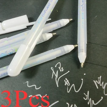 3шт 0,8 мм, гелевая ручка для фотоальбома с белыми чернилами, канцелярские принадлежности, милая ручка для обучения в офисе, ручка унисекс