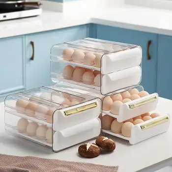 Стеллаж для яиц 2-слойный контейнер для хранения яиц большой емкости Органайзер для холодильника Контейнер для продуктов Товары для дома