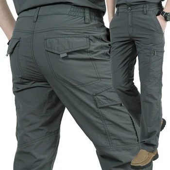 Высококачественные городские тактические брюки-карго Мужские водонепроницаемые рабочие брюки-карго Длинные брюки с карманами Свободные брюки со множеством карманов