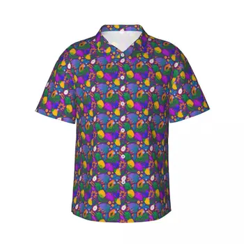 Мужская рубашка с тропическими листьями, фруктами и цветами, рубашка с коротким рукавом, летняя рубашка, мужская рубашка с отложным воротником и пуговицами, мужская одежда