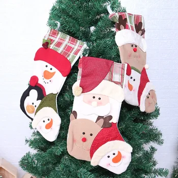 Новогодние акции 2023 года для детских подарков и мешочков с конфетами, Рождественское украшение для дома в виде снеговика Лося, Носок Navidad, Декор для Рождественской елки