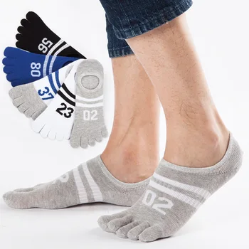 5 Пар / лот, мужские тонкие летние спортивные носки с пятью пальцами, Модные хлопковые носки-невидимки в полоску без носка 