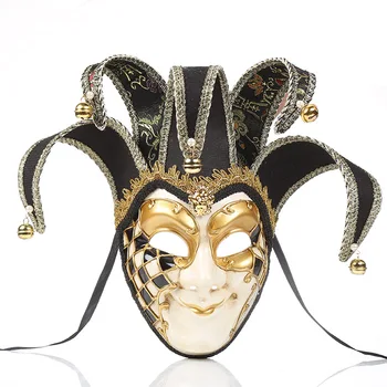Танцевальная вечеринка на Хэллоуин, Венецианская маска с колокольчиком, Мужская расписная маска