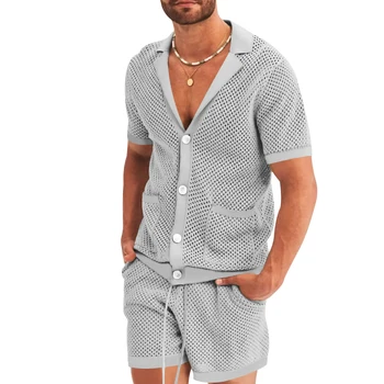 Гавайский комплект рубашек с мужской перспективой, однотонная повседневная рубашка с коротким рукавом, уличные пляжные шорты, мужской комплект