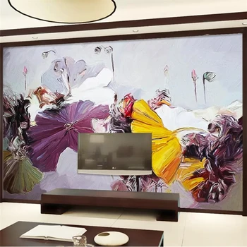 большие фрески wellyu на заказ, модный ремонт дома, картина маслом, обои для стен на фоне телевизора lotus papel de parede