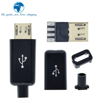 TZT 10шт Штекерные Разъемы Micro USB 5PIN Сварочного типа Зарядное Устройство 5P USB-разъем для задней зарядки 4 в 1 Белый Черный